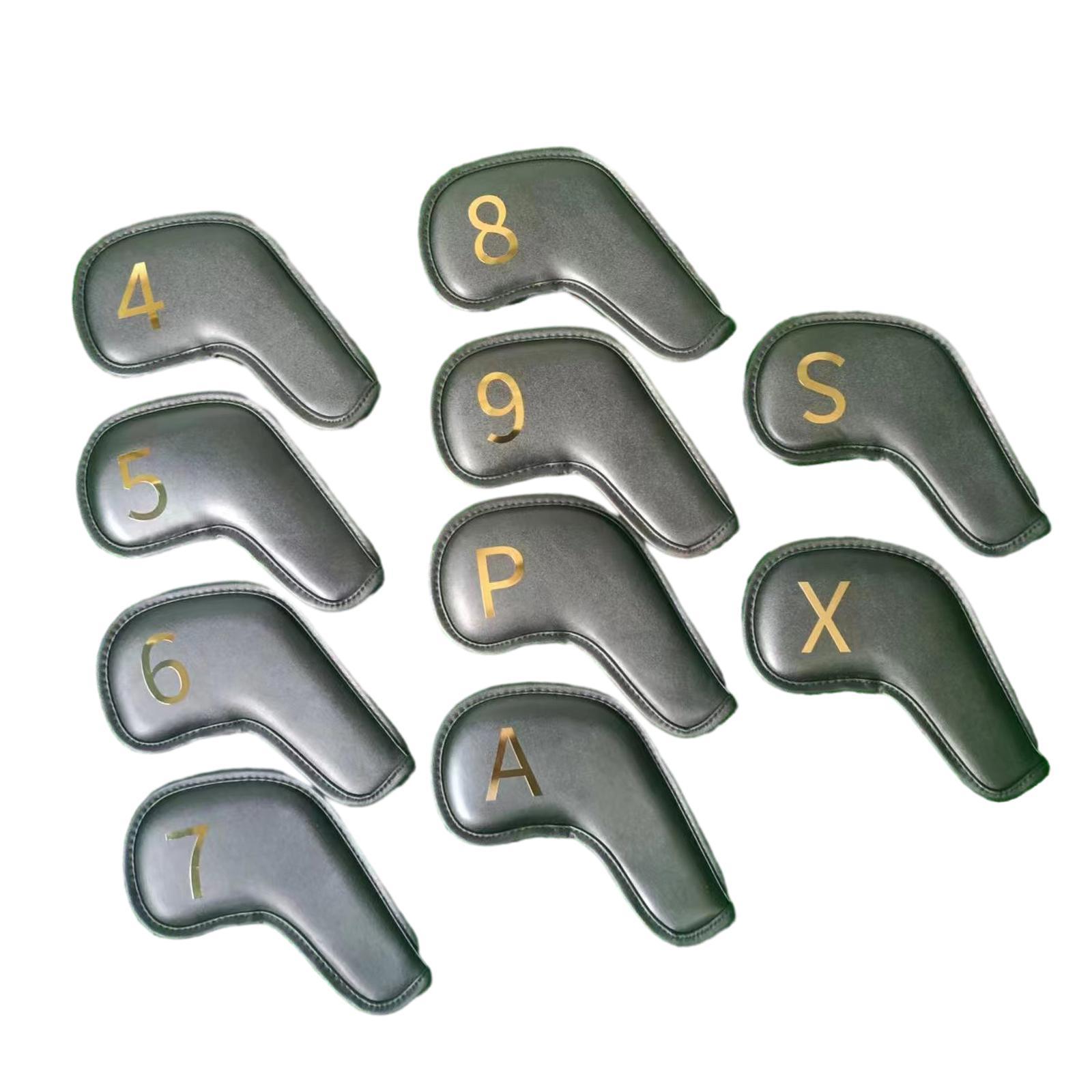 10x Golf Iron Head Covers, PU Leather Golf Club Covers, Golf Iron Headcovers, Wear Resistant Anti Scratch Golf Iron Covers Set Fit All Brands