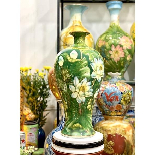 Mai bình tài Lộc H50cm, vẽ vàng kim 3D. Gốm sứ Bát Tràng cao cấp.