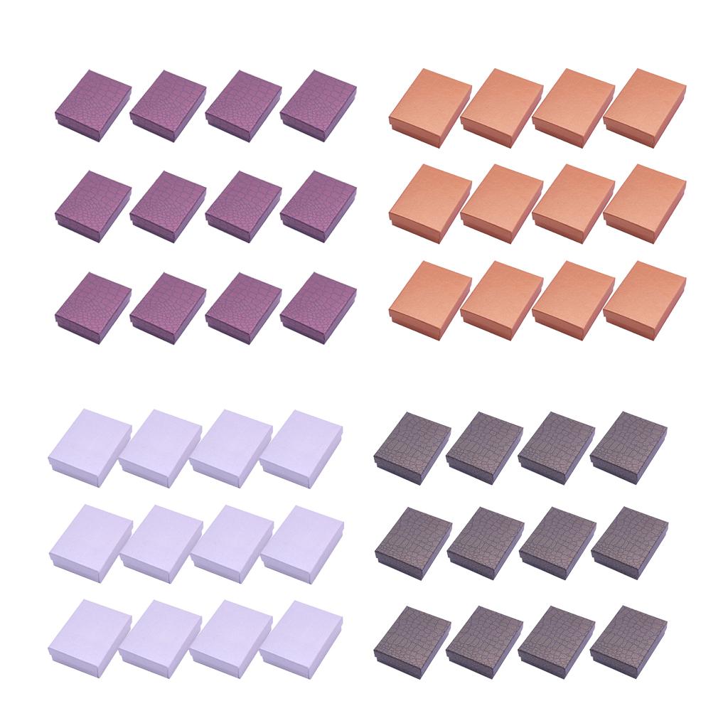 12pcs Cardboard Jewelry Box w/ Sponge Rings Box Square Gift Box Purple