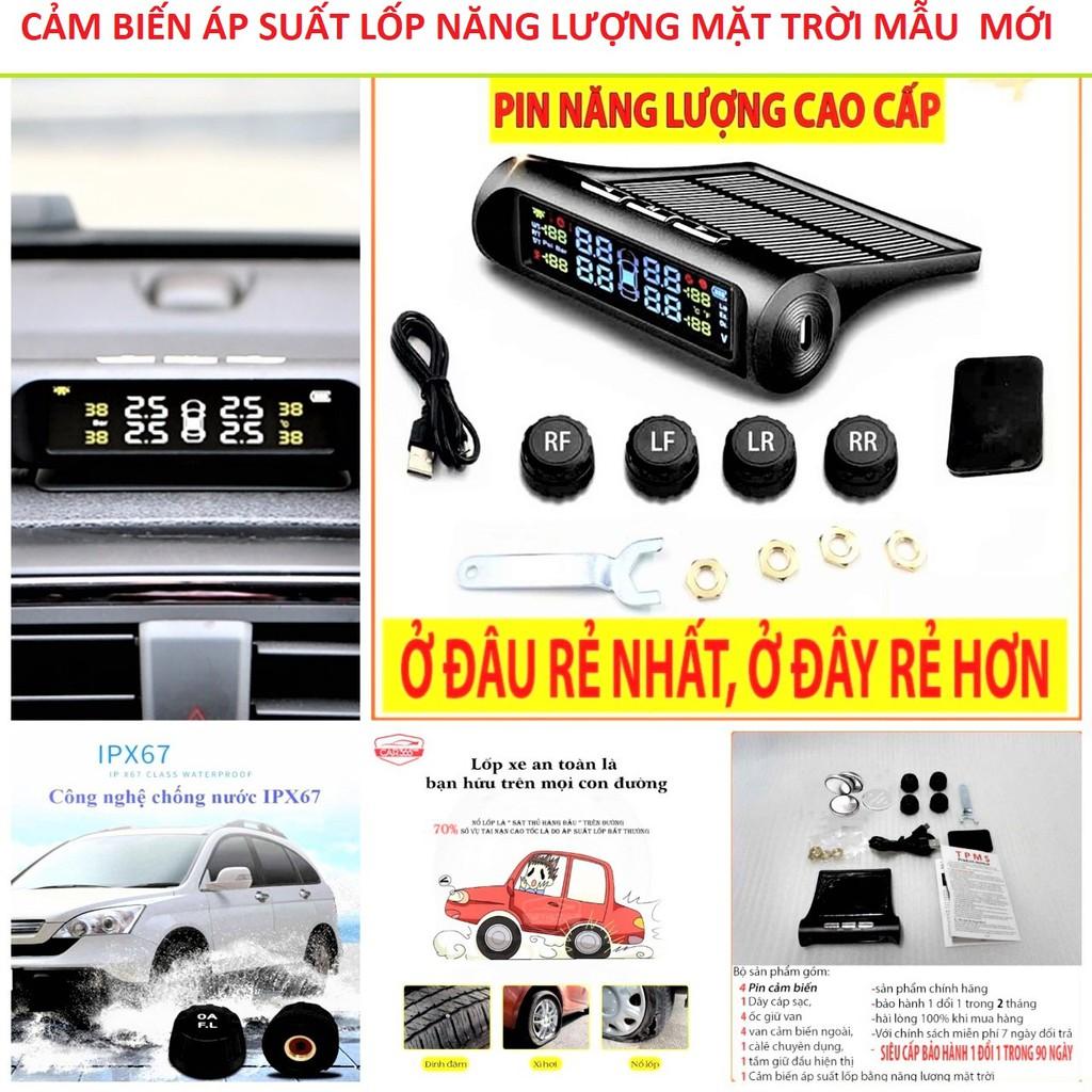 Bộ cảm biến áp suất lốp ô tô + nhiệt độ 2in1 năng lượng mặt trời loại tốt , đồ chơi xe hơi