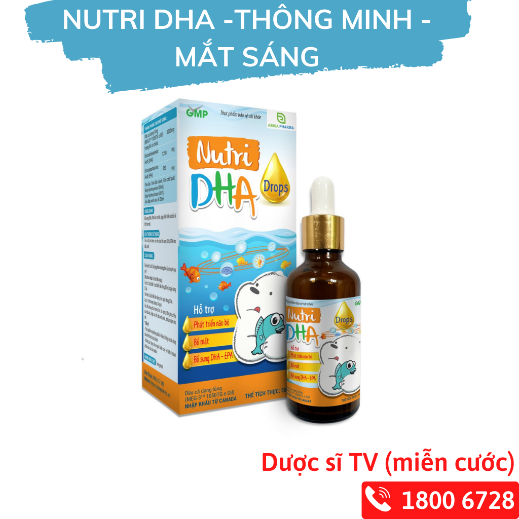 Nutri DHA Drop – dạng nhỏ giọt, Hương chanh tự nhiên - Bổ sung DHA, EPA giúp phát triển não bộ, tăng cường tập trung