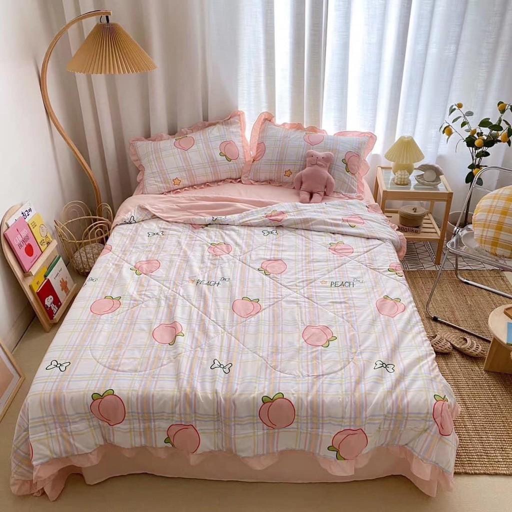 Bộ chăn ga gối đũi trần viền bèo chát chọn mẫu