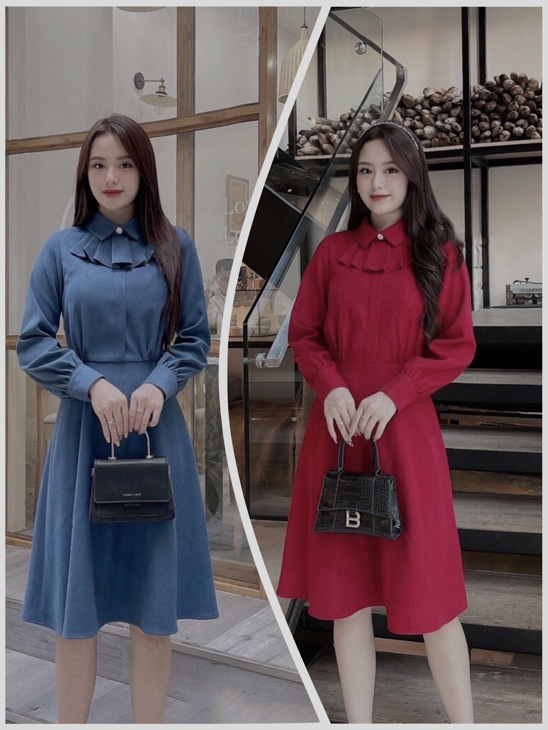 VÁY NHUNG DÁNG XOÈ DÀI 100CM TIỂU THƯ HOT TREND