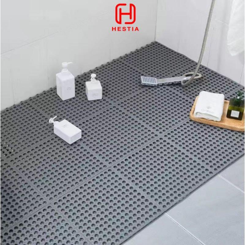 Thảm chống trượt nhà tắm bằng nhựa cao cấp, thảm nhựa nhà tắm màu trắng xám size 30 x 30cm nặng 200g siêu cấp