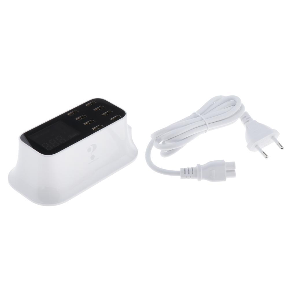 8 Ports USB Charger LCD Display Hub for Laptop Phone Charging EU