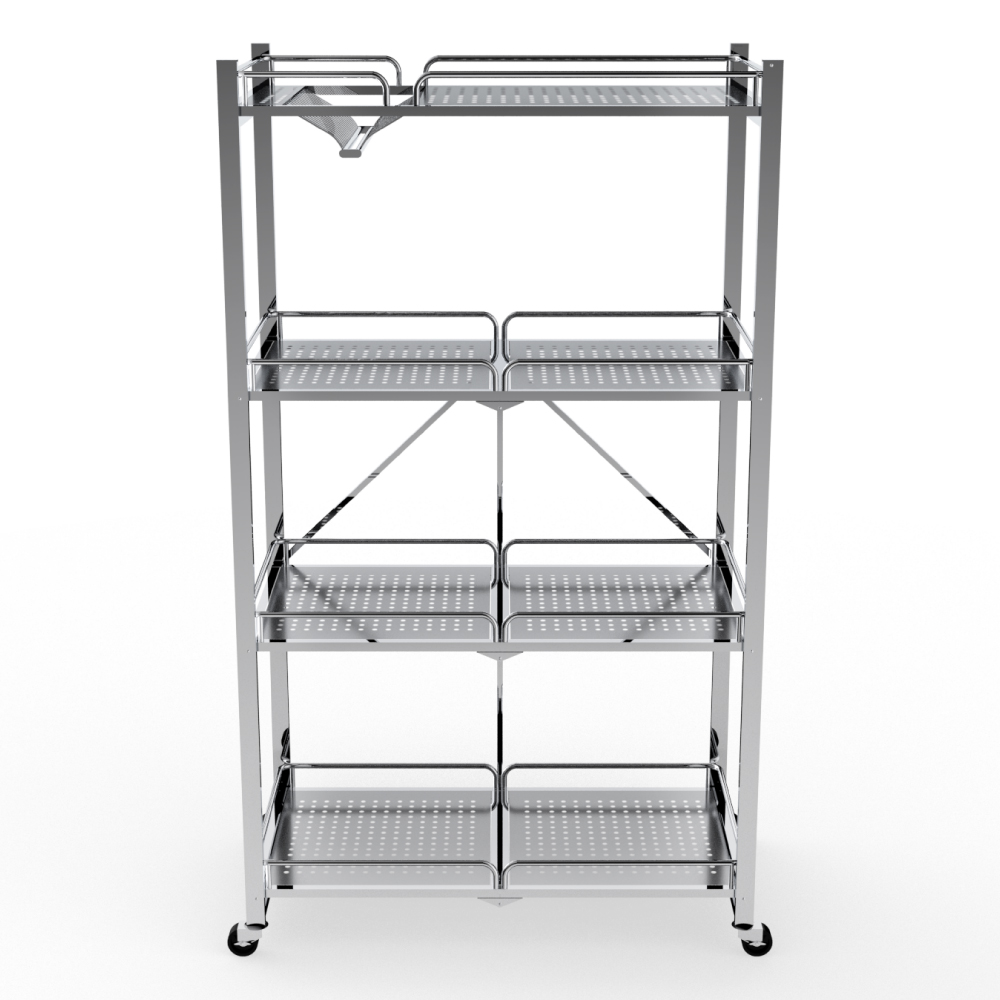Kệ xếp inox đa năng cao cấp DELI Compact 4 tầng Qui Phúc - Kệ thông minh, chắc chắn, xếp gọn nhanh chóng
