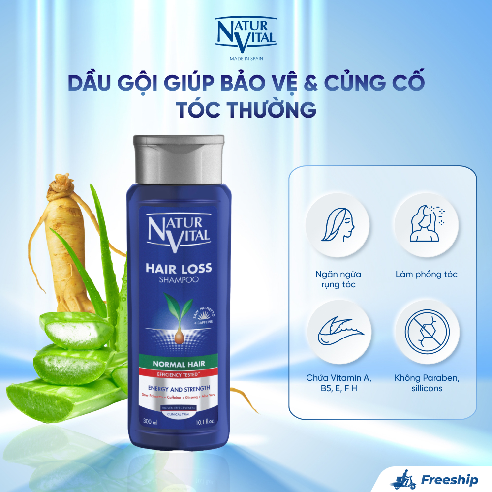 Dầu Gội NaturVital Hair Loss Chiết Xuất Nha Đam & Nhân Sâm Giúp Bảo Vệ & Củng Cố Tóc Thường, Giảm Thiểu Rụng