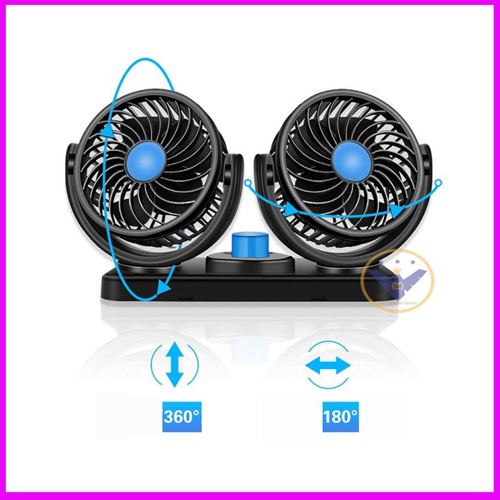 Quạt Đôi Mini Tiện Ích 360 Độ Để Trong Ô Tô, Để Bàn Làm Việc