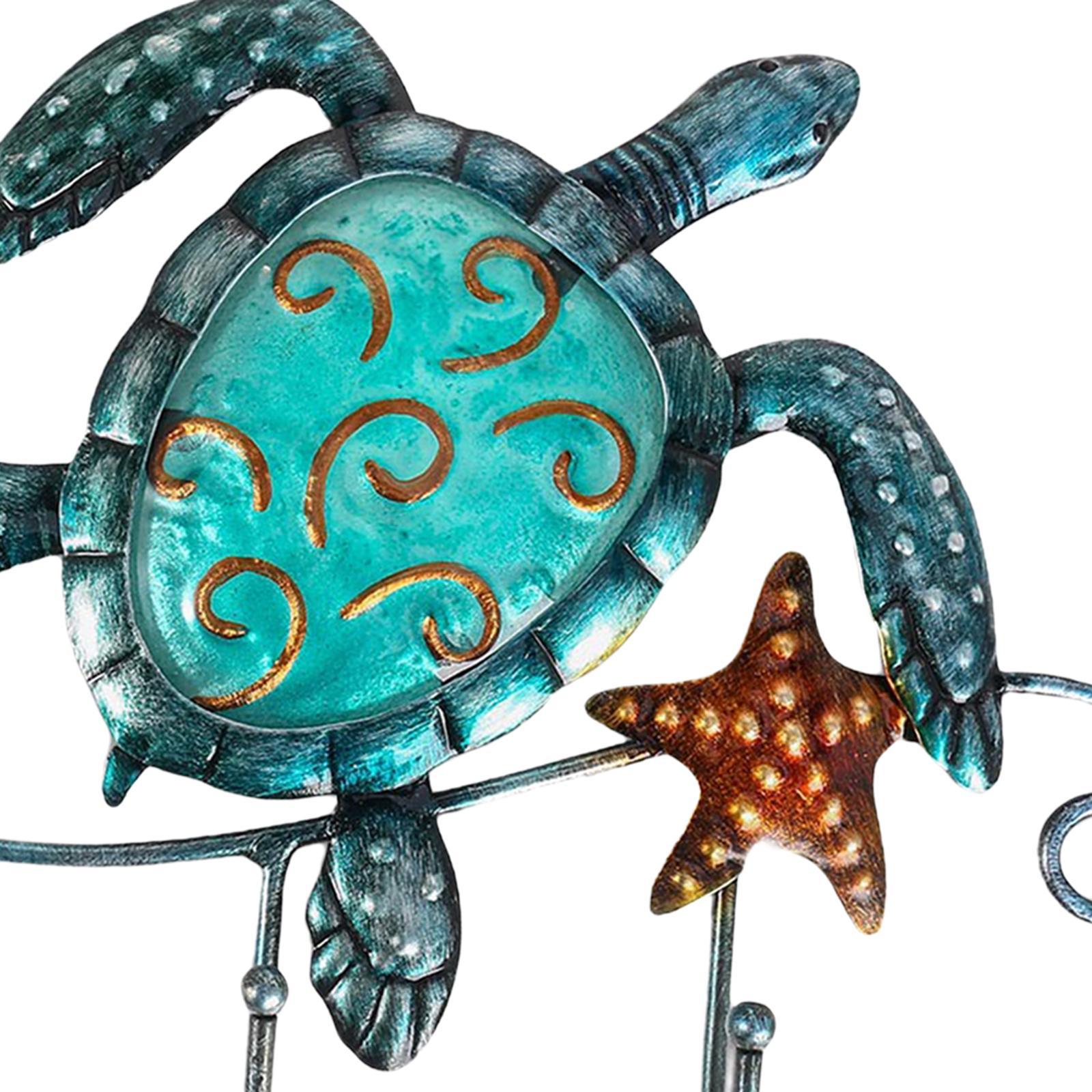 Cast Iron Blue Sea Turtle Coat Hat Key Purse Bag Hanger 4 Hook w/ 2 screws