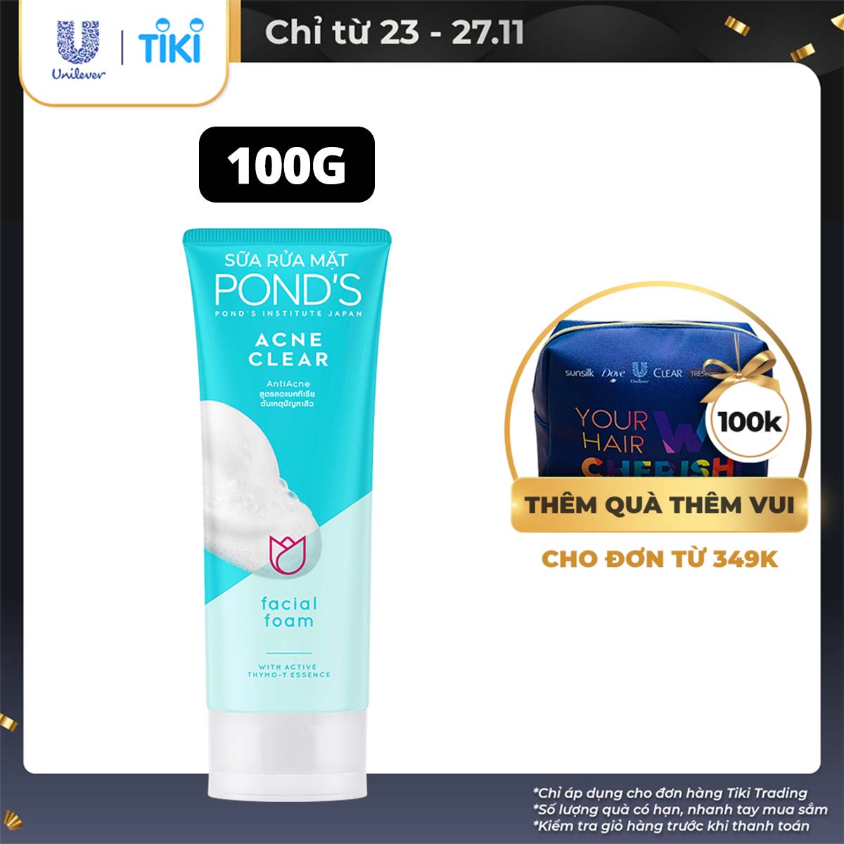 Sữa Rửa Mặt Ngừa Mụn Pond's Acne Clear (100g)