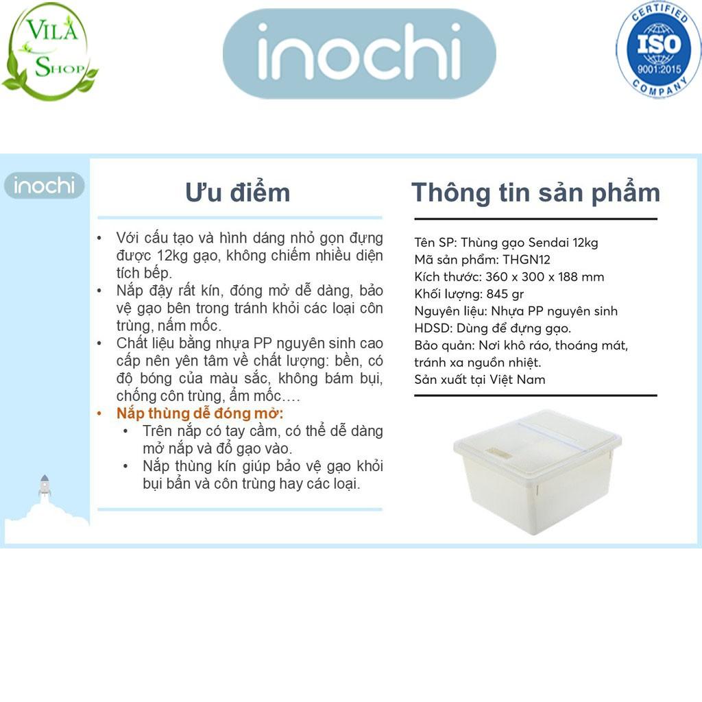 Thùng Đựng Gạo,Thùng Gạo Thông Minh Cao Cấp Inochi Sendai Nắp Nhựa Kín Kháng Khuẩn Chống Ẩm