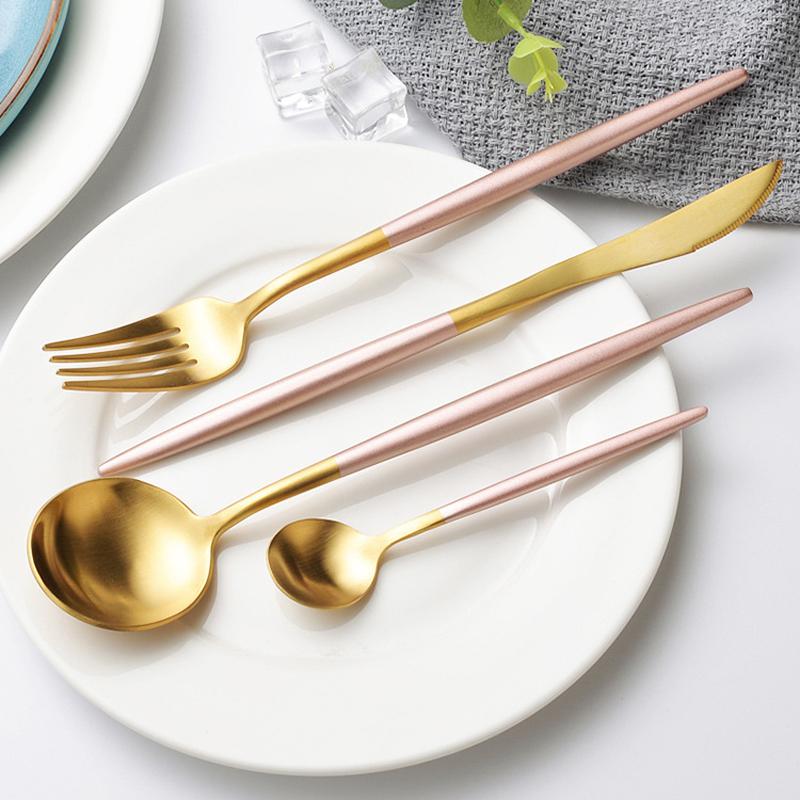 Bộ 3 Thìa Ăn Uống 304 Bộ Dao Kéo Hợp Kim Inox Bít Tết Bộ Dao Muỗng Nĩa Bộ Thìa Cà Phê Tinh Phẳng Bằng Bộ Đồ Ăn Nhà Bếp Kiềng Bạc