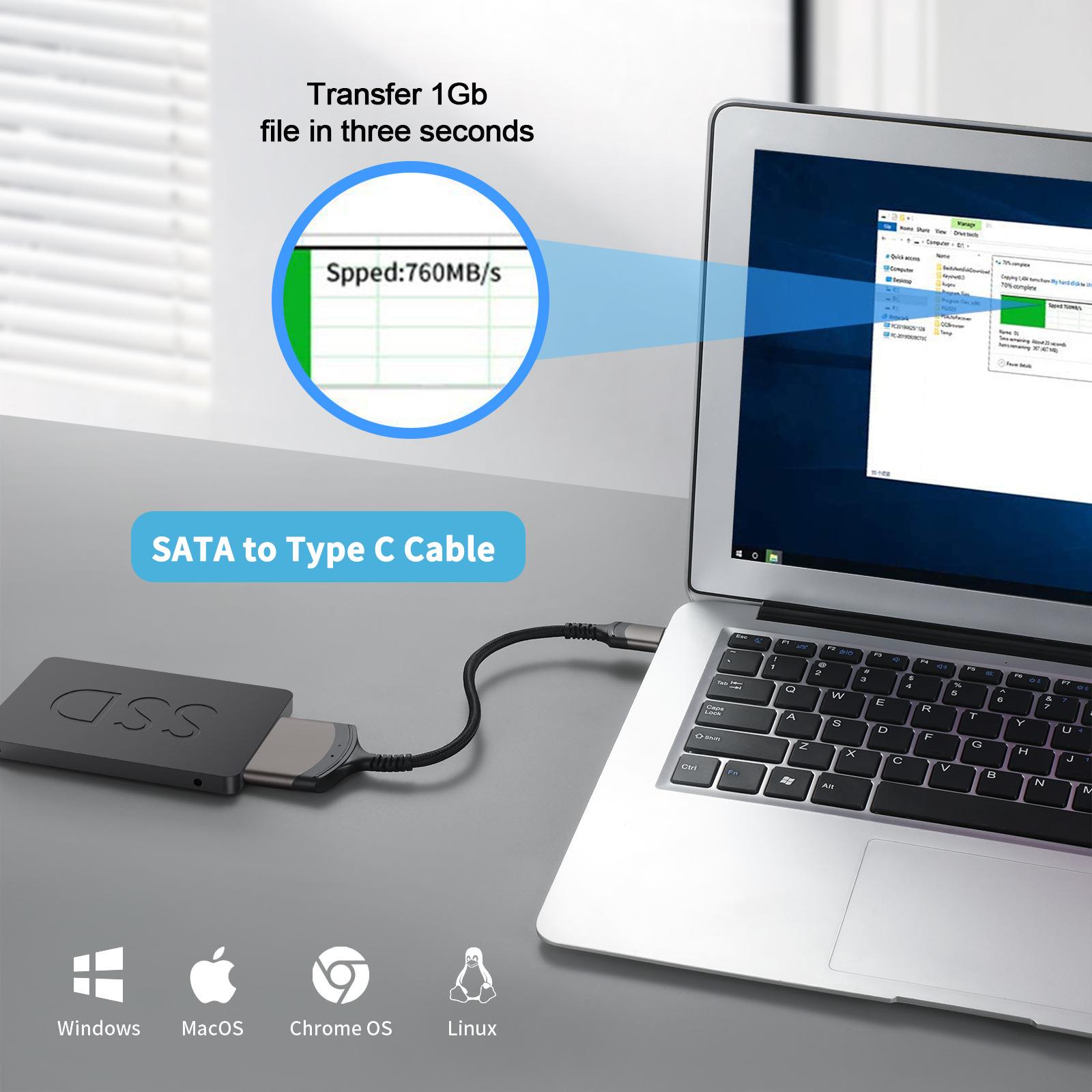 USB 3.0/loại C đến SATA 7 15 22 PIN Cáp, Bộ chuyển đổi ổ cứng ổ cứng bên ngoài