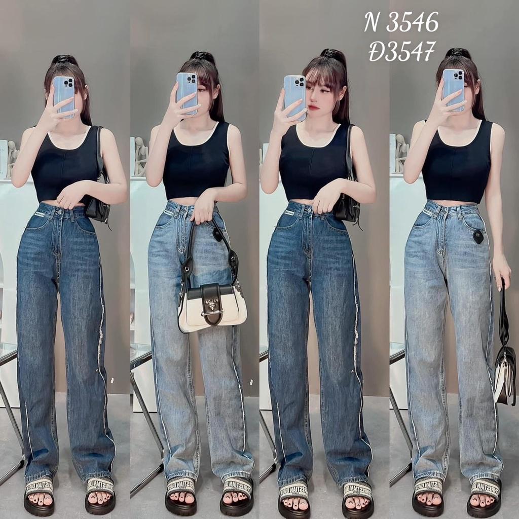 Quần baggy Jean nữ lưng cao ống suông mẫu mới