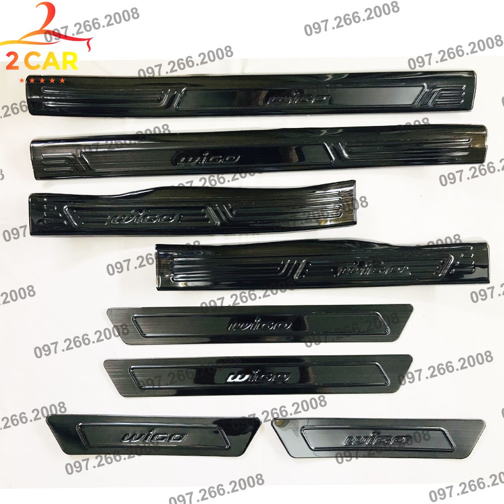 Ốp Bậc Cửa, Nẹp Bước Chân Trong, Ngoài Xe Toyota Wigo 2018-2020, chất liệu Titan