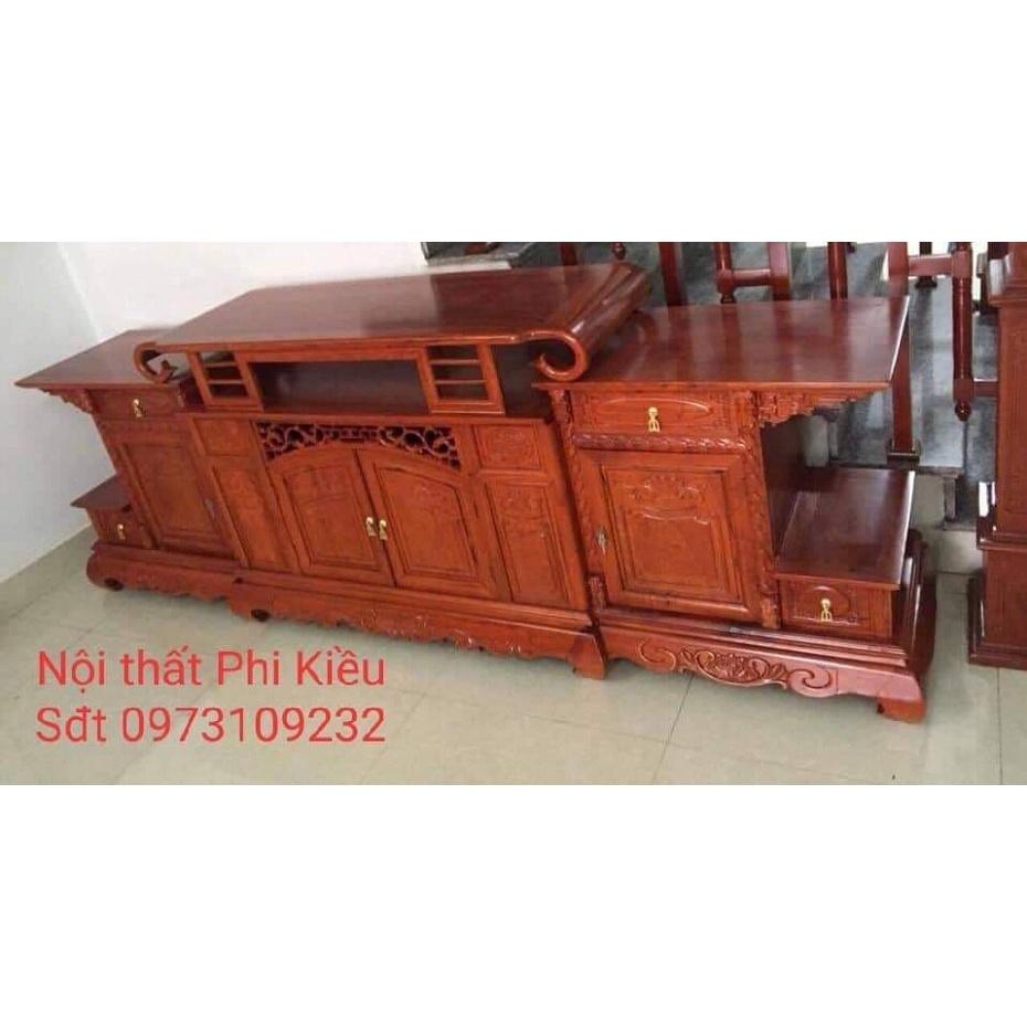 kệ tivi sừng trâu gỗ hương đá cánh đục 2m4