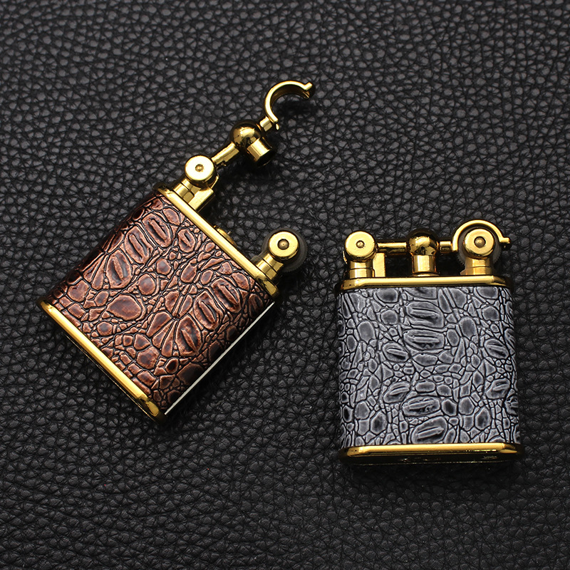 Vỏ Hột Quẹt Bật Lửa Gas Đá DC1809 Bọc Da Vân Cá Sấu Sang Trọng