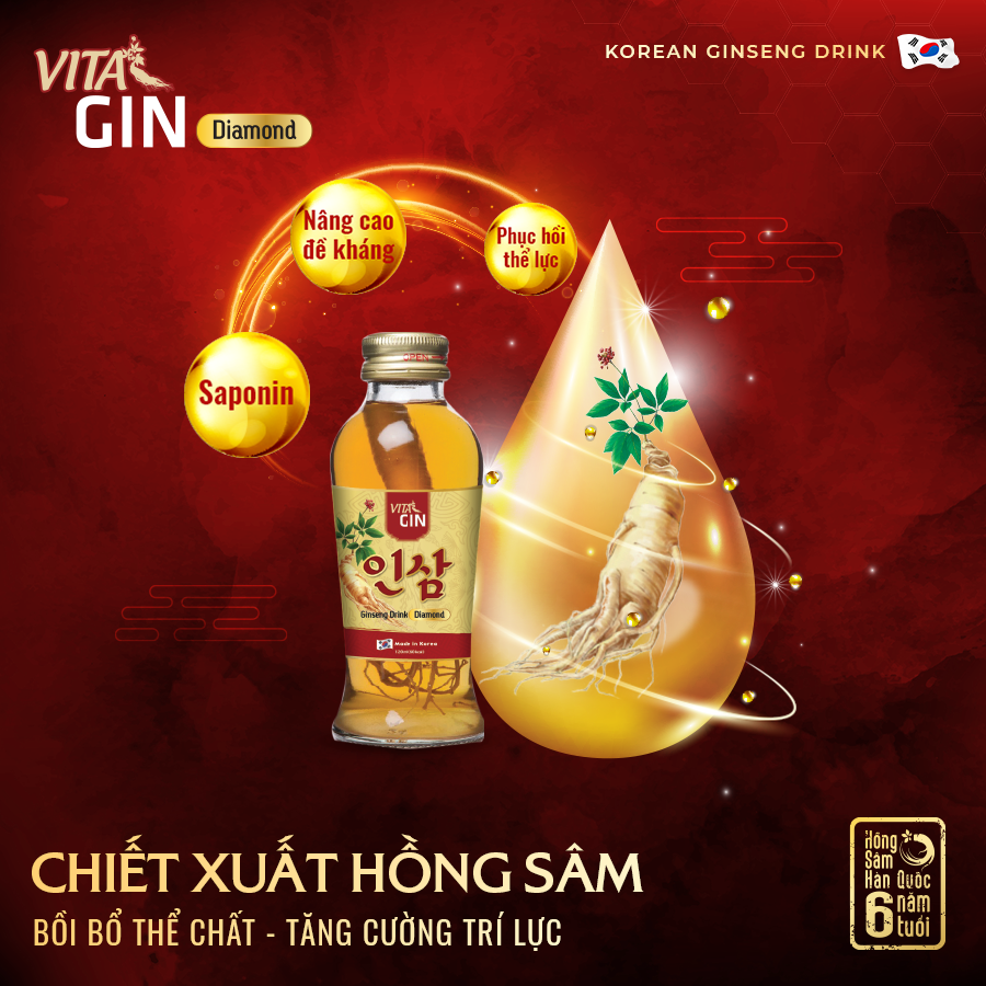 Nước Hồng Sâm Hàn Quốc VITAL GIN DIAMOND (6 chai x 120ml)