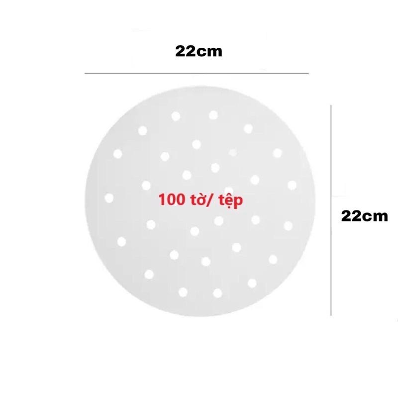 Sỉ 10k -Combo 100 tờ giấy nến tròn đục lỗ dùng cho nồi hấp, nồi chiên không dầu
