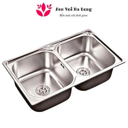 {HÀNG CHUẨN} Chậu rửa bát 2 hố INOX và Xả chậu - Bảo hành 12 tháng