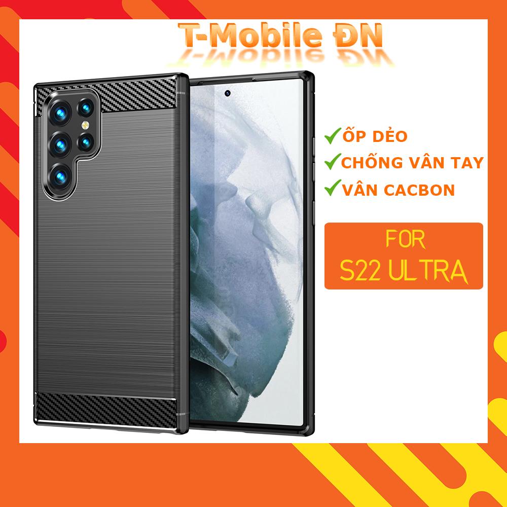 Ốp lưng dành cho Samsung S22 Ultra 5G ốp silicone mềm Carbone phay xước chống sốc chống vân tay