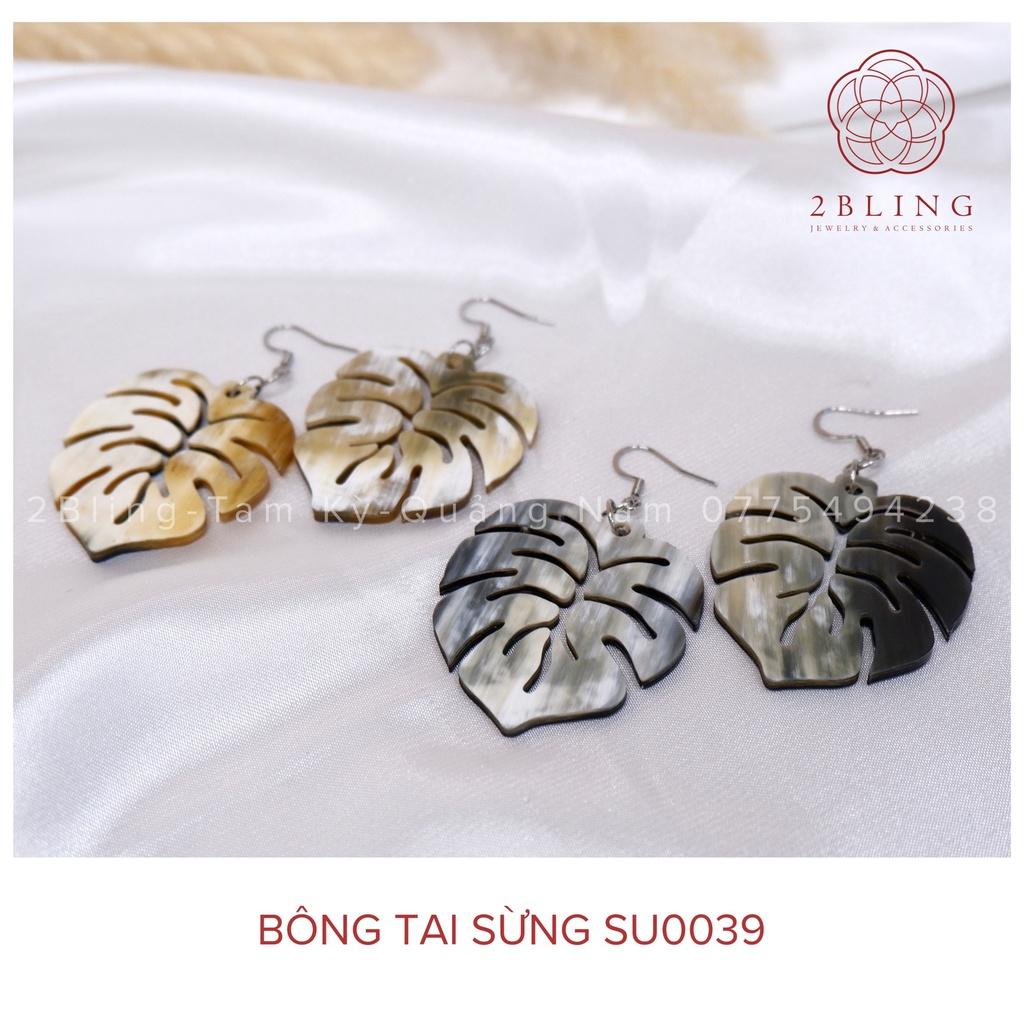Bông tai sừng hình chiếc lá 2BLING thời trang SU0039