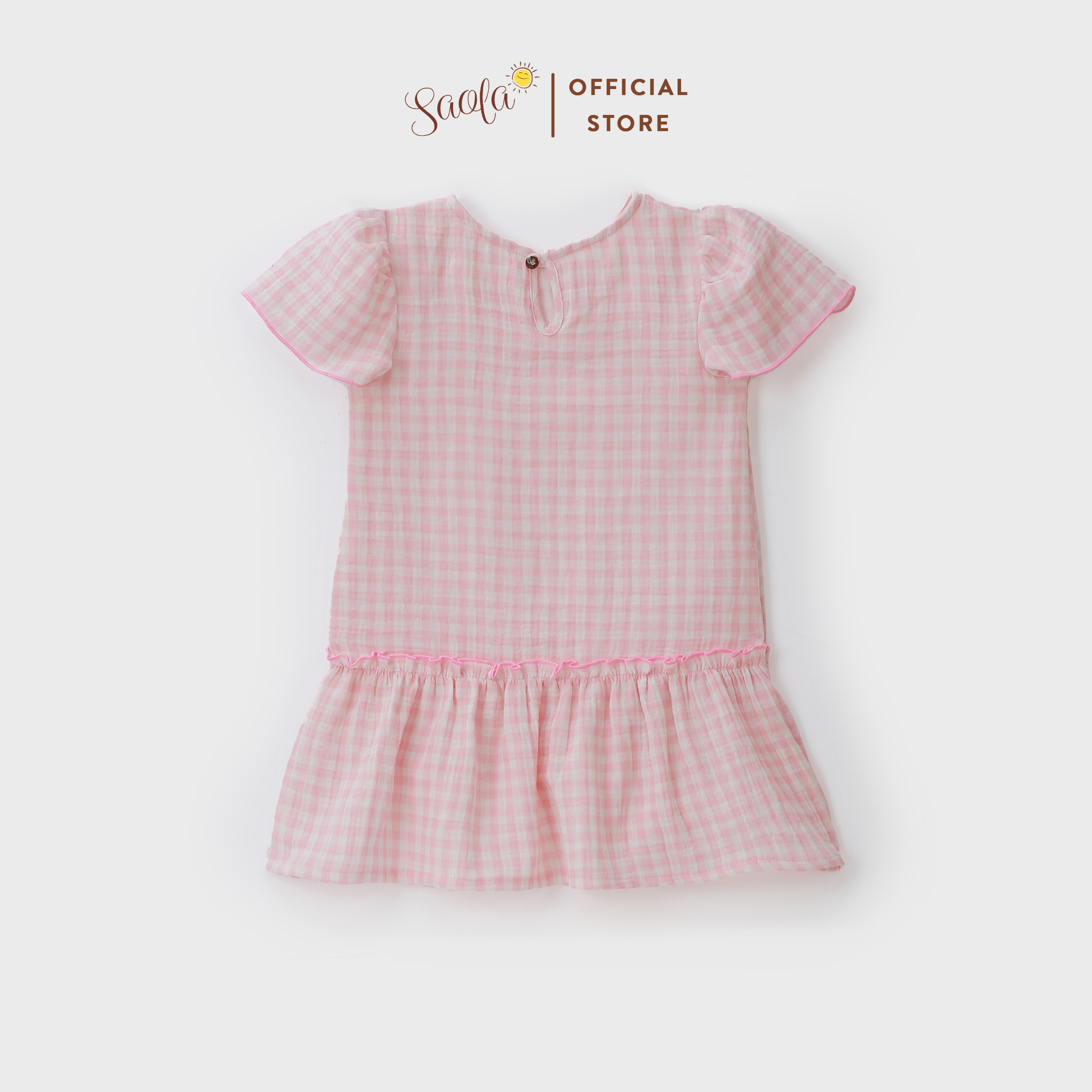 Váy Bé Gái Cổ Tròn Tay Bèo Nhún Tùng Xòe Chất Liệu Muslin Thoáng Mát - BERRY DRESS - DRM031 - SAOLA KIDS CLOTHING