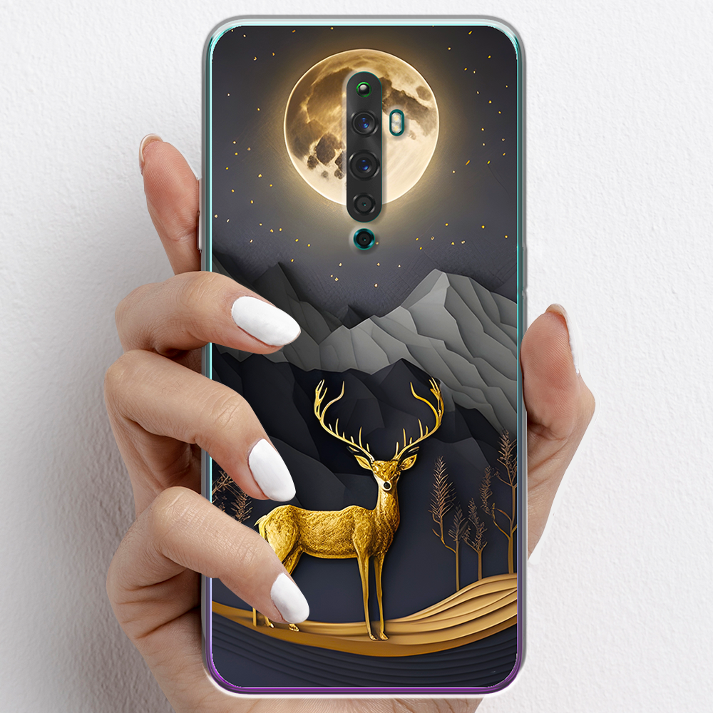 Ốp lưng cho Oppo Reno2, Oppo Reno2 F nhựa TPU mẫu Nai vàng và mặt trăng