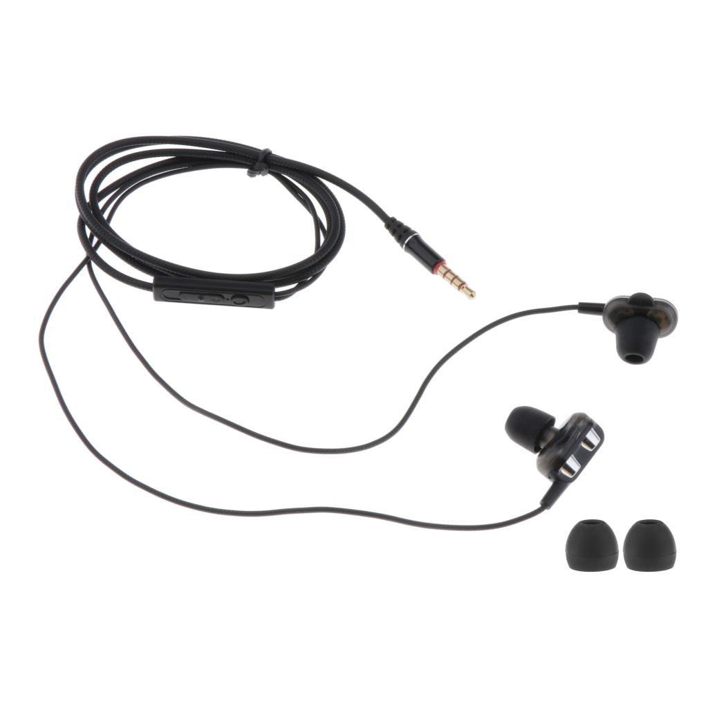Double Speaker 1.2M Wired 3.5MM Earphone Earbuds HiFi Stereo Headset Black