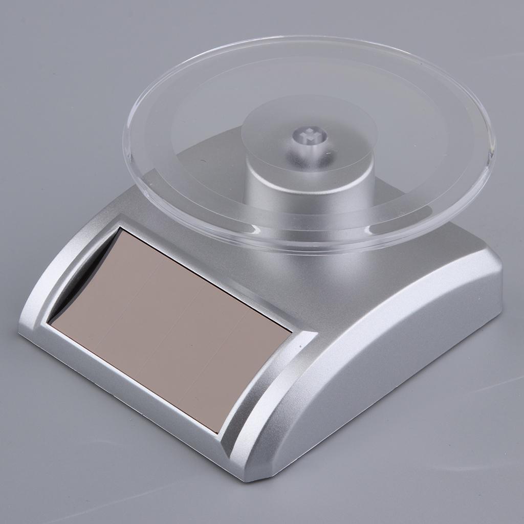 2PCS Mini Solar Powered Turntable Rotating Display Stand Jewelry Cell Phone