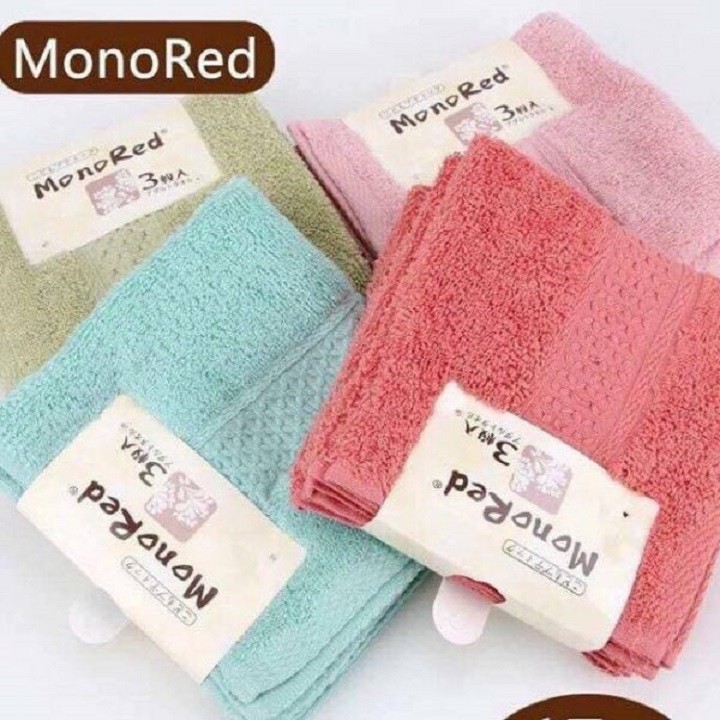 Bộ 3 Khăn Mặt Xuất Nhật Khổ 34x34cm Vải Cotton Mềm Mại - An Toàn Cho Da