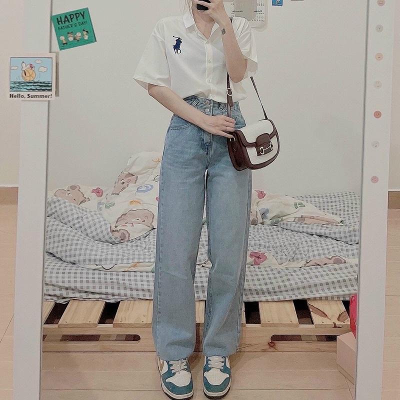 QUẦN JEANS LƯNG CAO ỐNG RỘNG