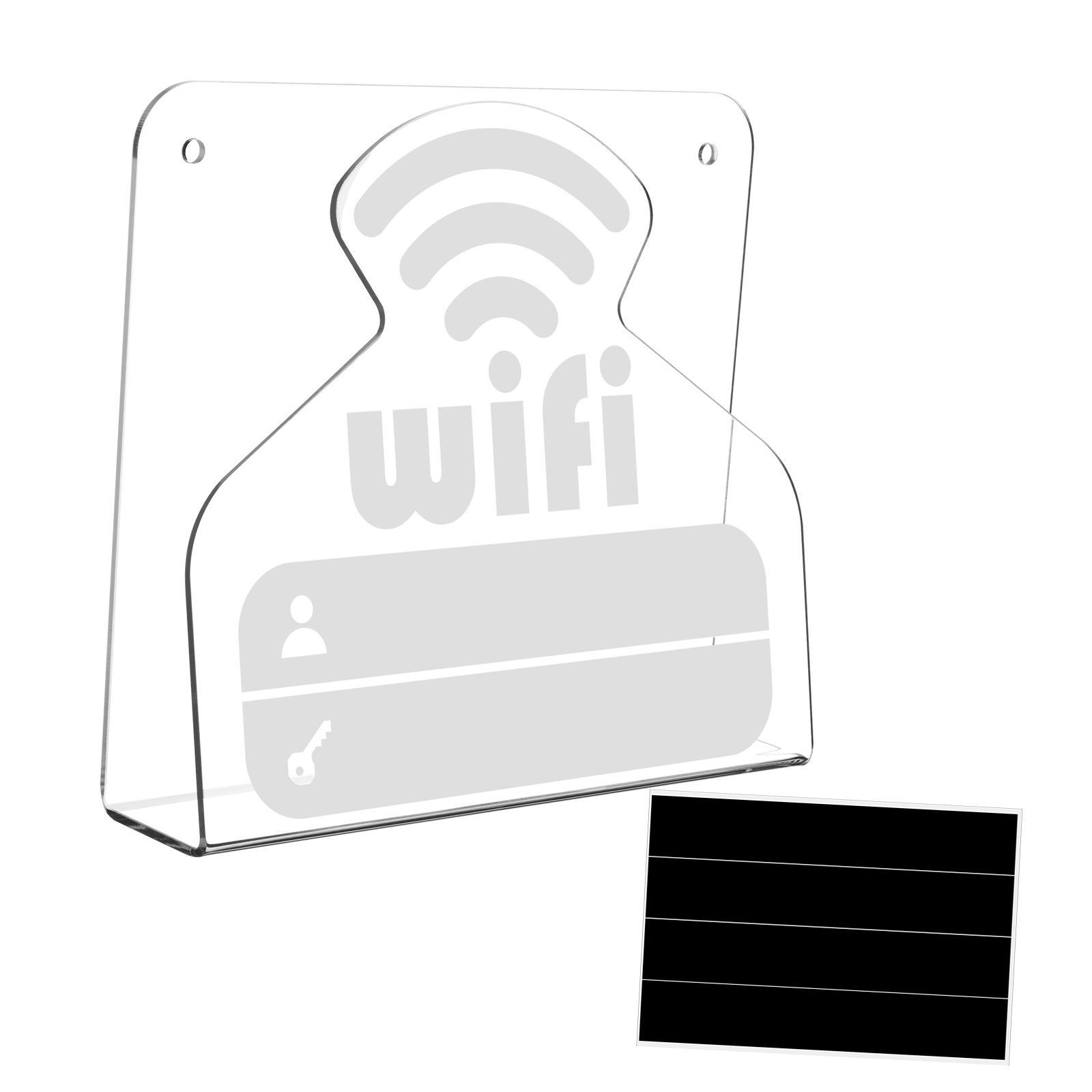 WiFi Pattern Password Sign Acrylic Clear Reusable for Reception Hotel Office