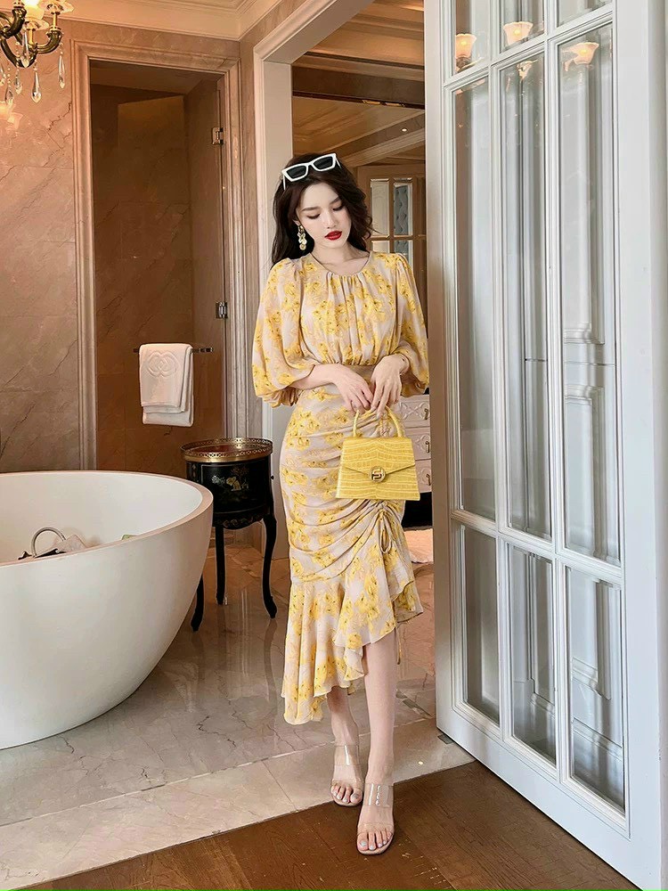 ĐẦM BODY VOAN HOA ĐUÔI CÁ CAO CẤP