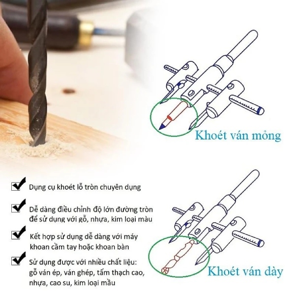 Mũi khoan khoét lỗ thạch cao khoét thùng loa khoét gỗ lỗ lớn đến 12cm 20cm 30cm