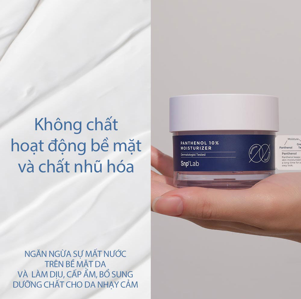 Kem Khóa Ẩm, Dưỡng Ẩm Chuyên Sâu 10% SNP LAB PANTHENOL 10 MOISTURIZER 50g