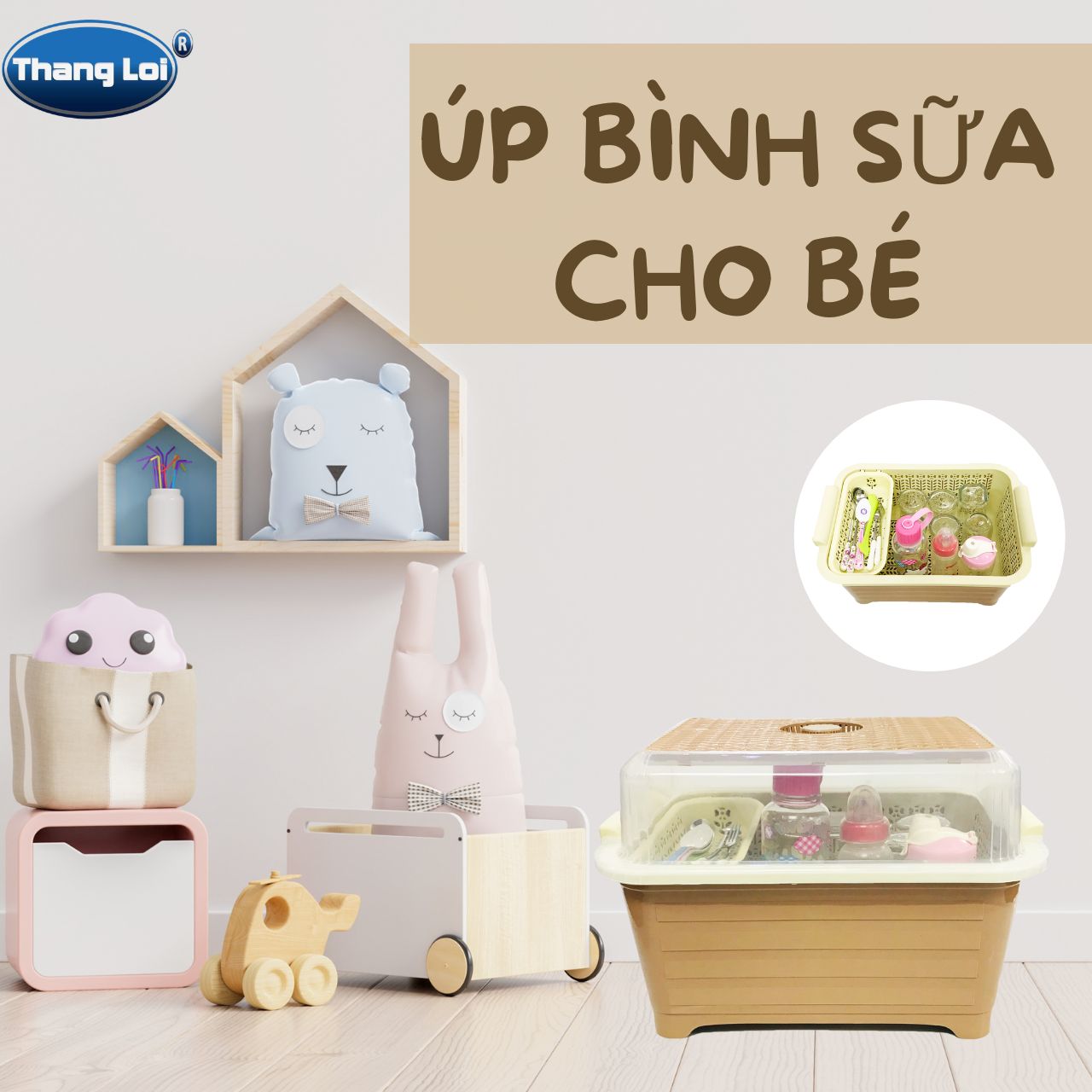 Bộ Thau Rổ Có Nắp Úp Chén Bát, Úp Bình Sữa Cho Bé