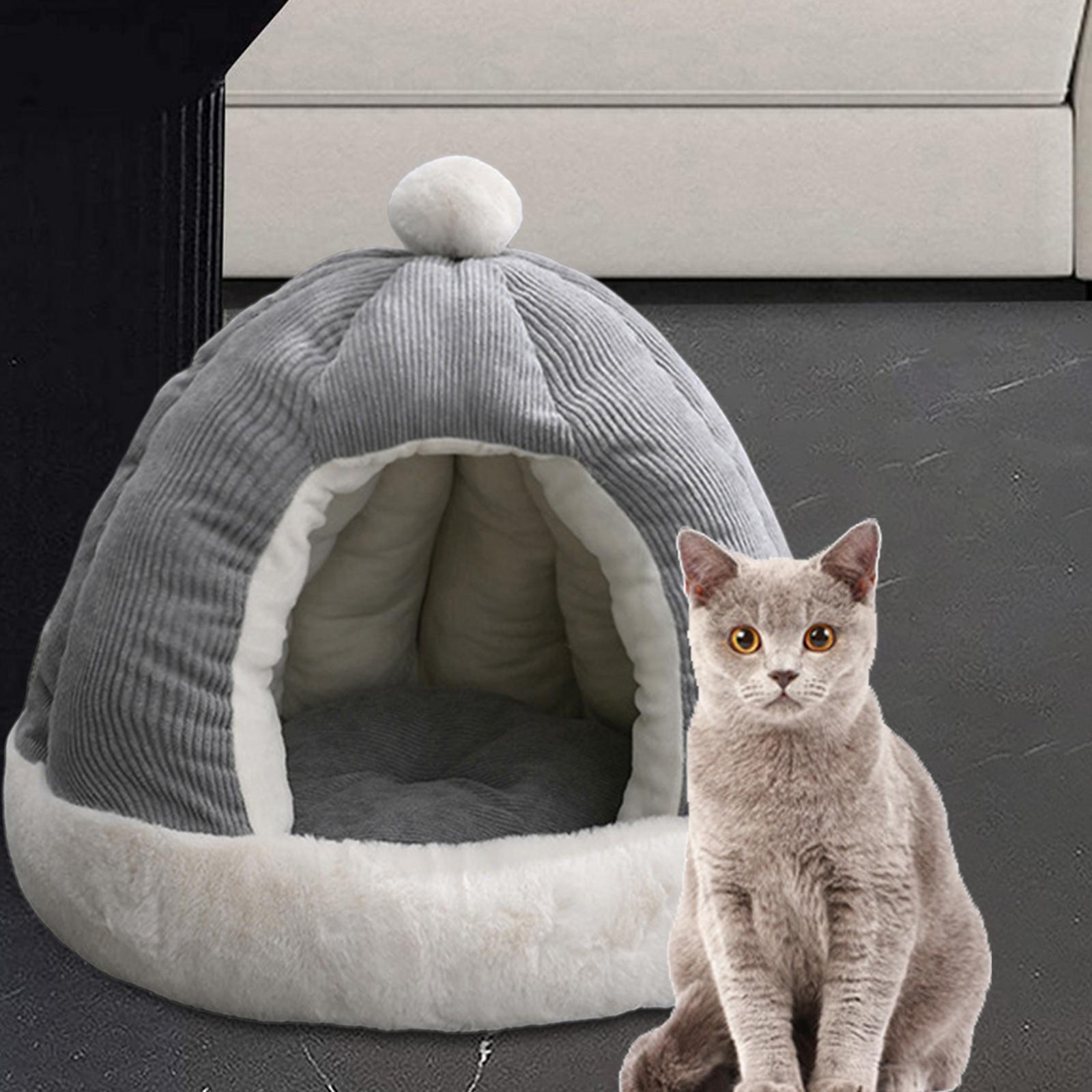 Cute Cat Bed Kitten Cave Kitten House Comfortable Portable Kitty Hut with Cushion Dog Bed Anti Slip Warm Nest Decorative Dog Kennel Pet Bed