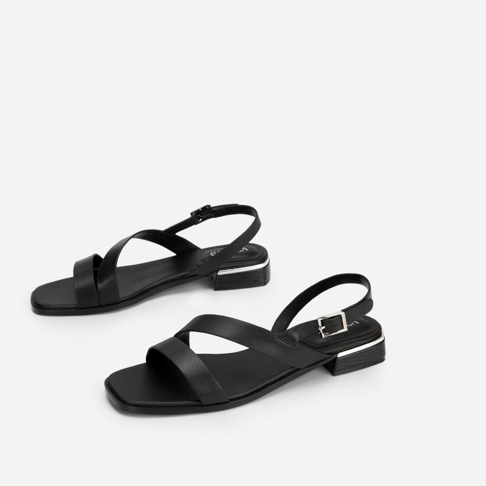 Vascara Giày Sandal Vân Da Kỳ Đà Gót Trụ Viền Metallic - SDK 0323