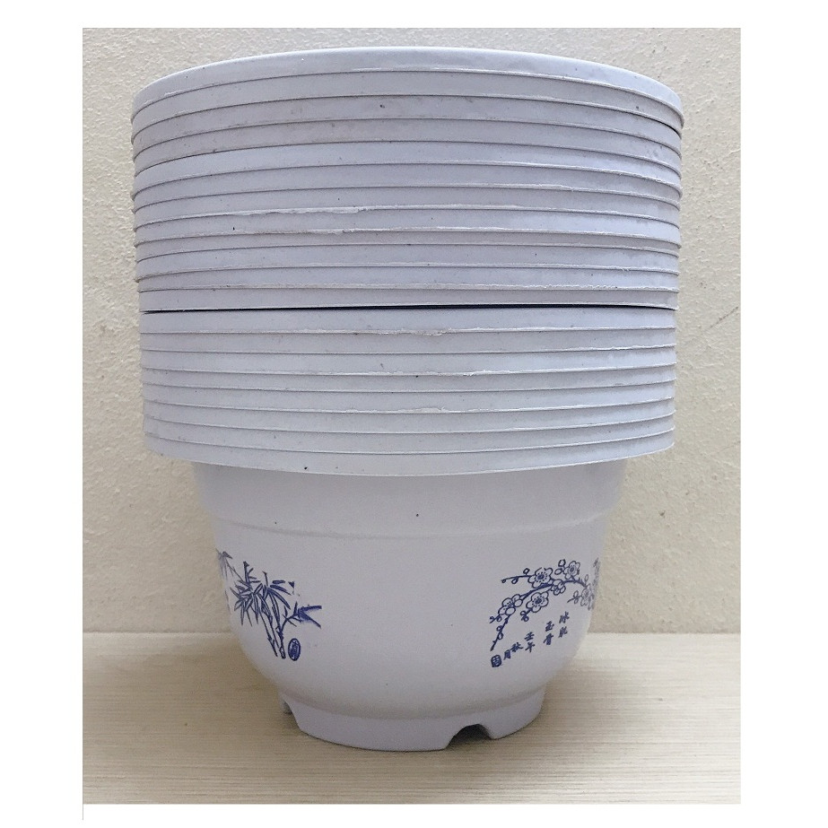 20 Chậu Nhựa Trồng Cây Hoa, Cây Cảnh A240x150 CN - Chậu nhựa giả Sứ hoa Xanh A240x150 CN