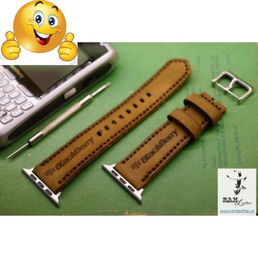 DÂY ĐỒNG HỒ DA BÒ THẬT NÂU ĐẤT - RAM BLACKBERRY SN - RAM LEATHER -ĐỦ SIZE