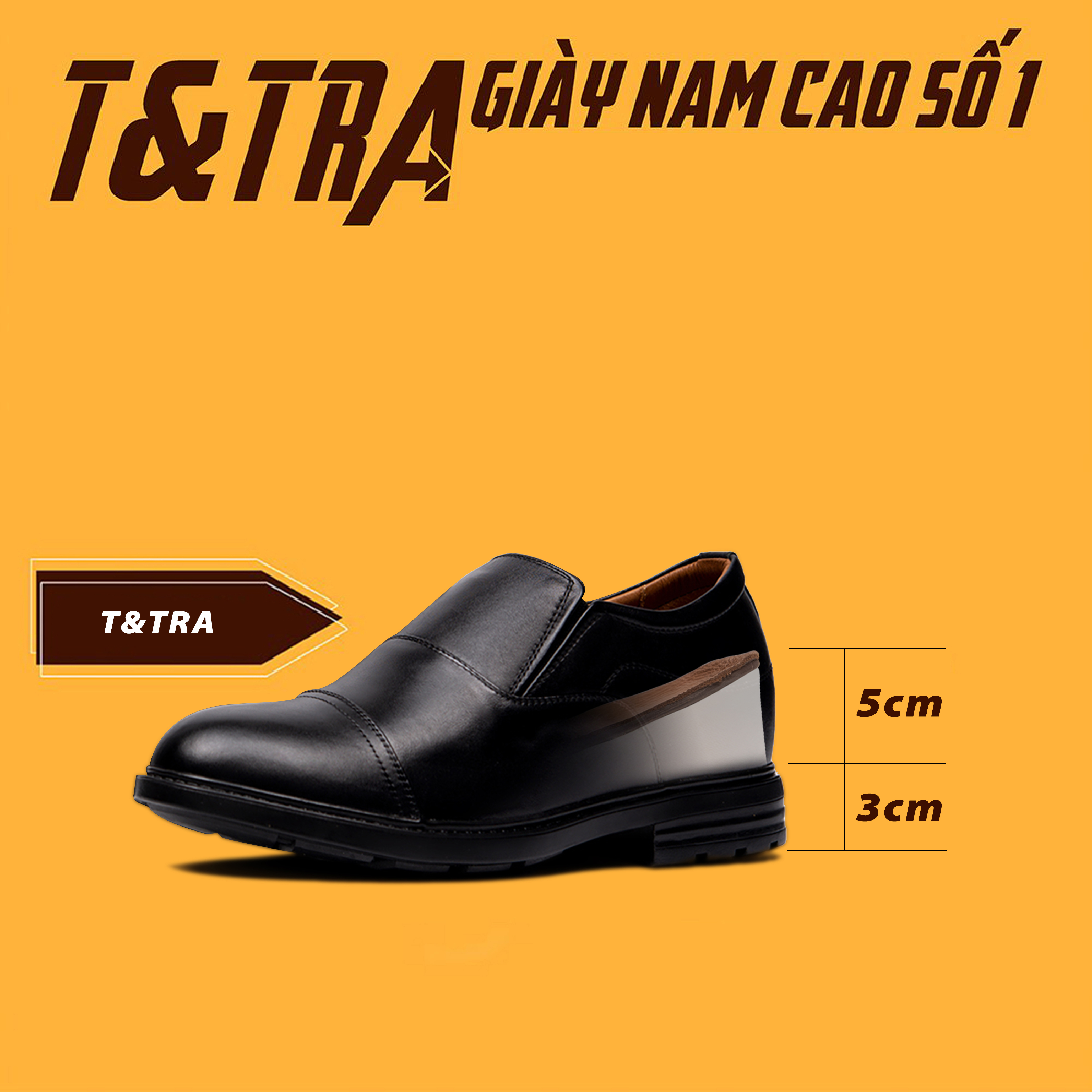 [ 8CM ] Giày Độn Nam T&amp;TRA T76Đ