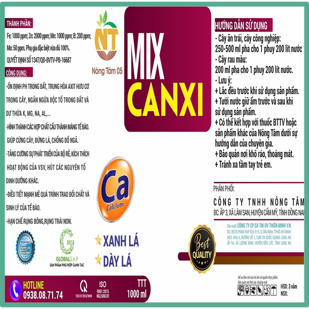 Phân bón lá bổ sung Canxi Mix chuyên dùng cho rau màu và cây ăn quả, chai 1000ml