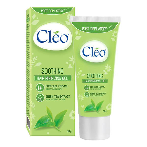 Combo kem tẩy lông chiết xuất bơ Cleo đa vùng dành cho da nhạy cảm 50g và Gel dịu da chiết xuất trà xanh Cleo giúp chậm mọc lông 50g, an toàn, không đau và đạt hiệu quả nhanh chóng