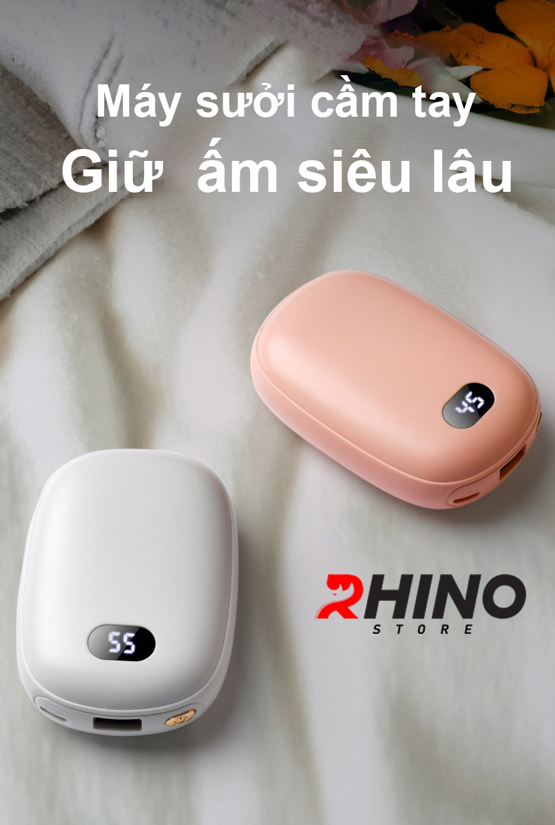 Hình ảnh Máy sưởi ấm mini chạy pin cầm tay đèn LED Rhino W303, 3 mức độ nhiệt,  Làm ấm nhanh _ Hàng chính hãng