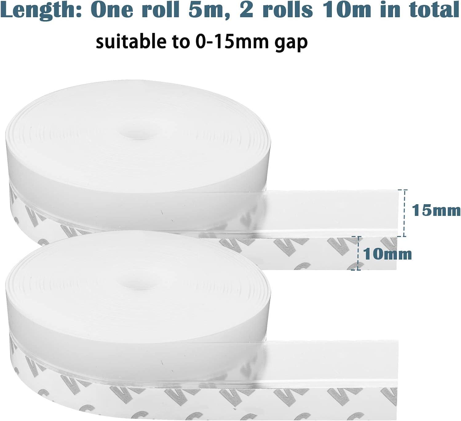 10m×25mm 2 gói Dải bịt kín bằng silicon, Miếng đệm cửa và cửa sổ tự dính, Miếng đệm đáy cửa trong suốt để chống bụi, chống thời tiết, hấp thụ âm thanh - 10m
