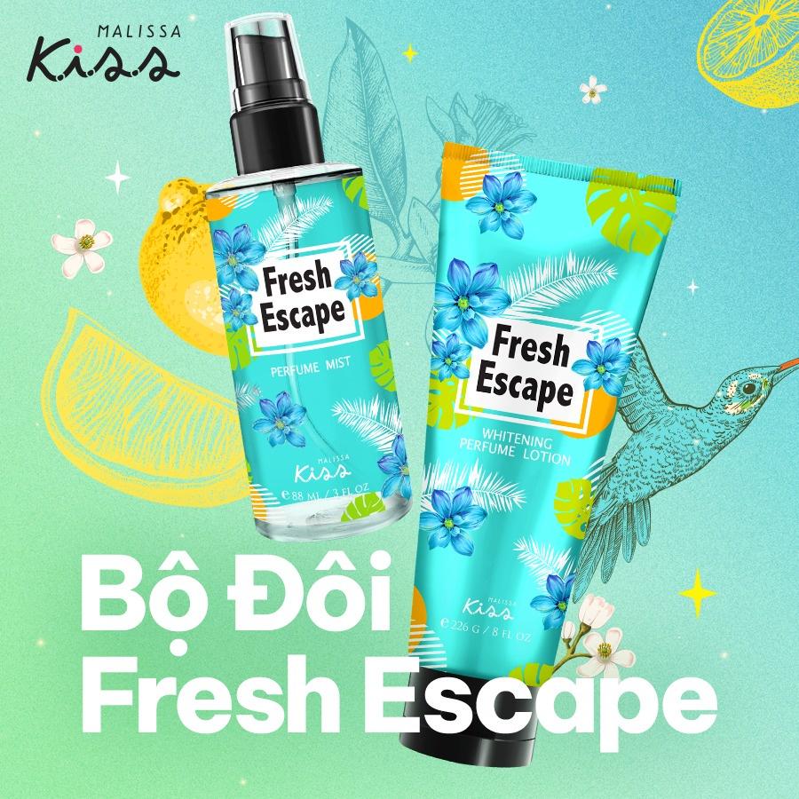 Bộ Đôi Malissa Kiss Body Lotion &amp; Body Mist hương Fresh Escape