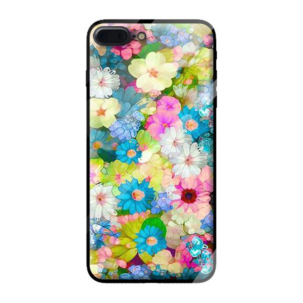 Ốp kính cường lực cho iPhone 7 Plus mẫu HOA HỒNG XANH 2 - Hàng chính hãng