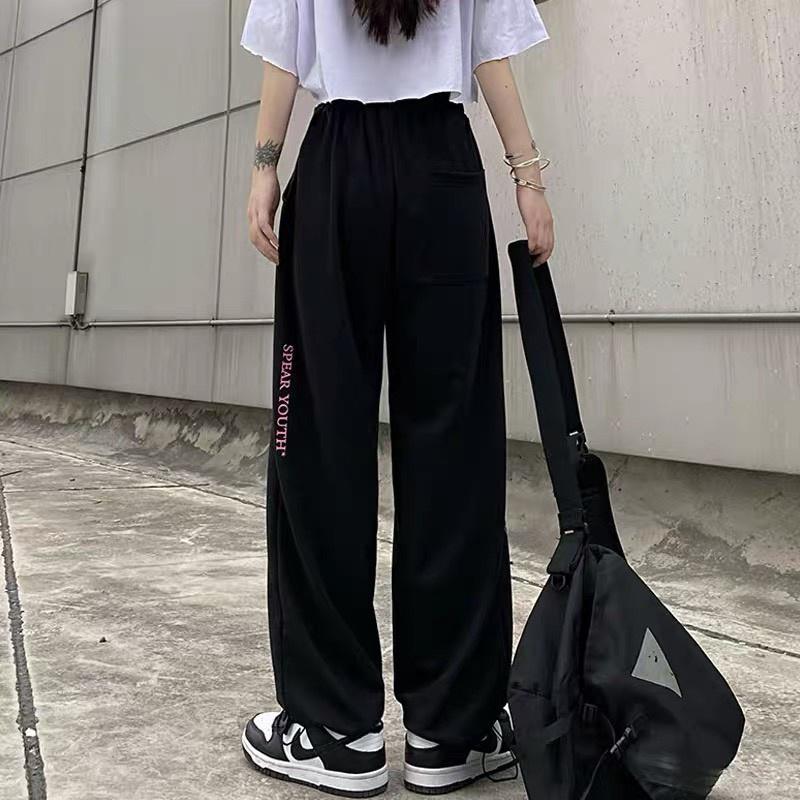 Quần jogger nữ chốt gấu hoạ tiết chữ hồng chất umi dày dặn form rộng