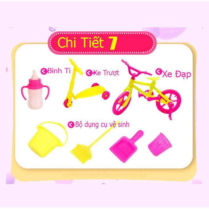 Bộ Phụ Kiện 98 Chi Tiết Thời Trang + Tặng 02 Búp Bê Chibi